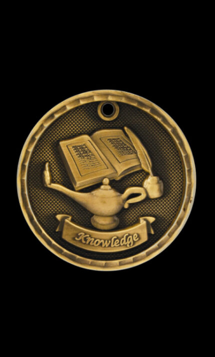 lamp of knowledge 3d medal